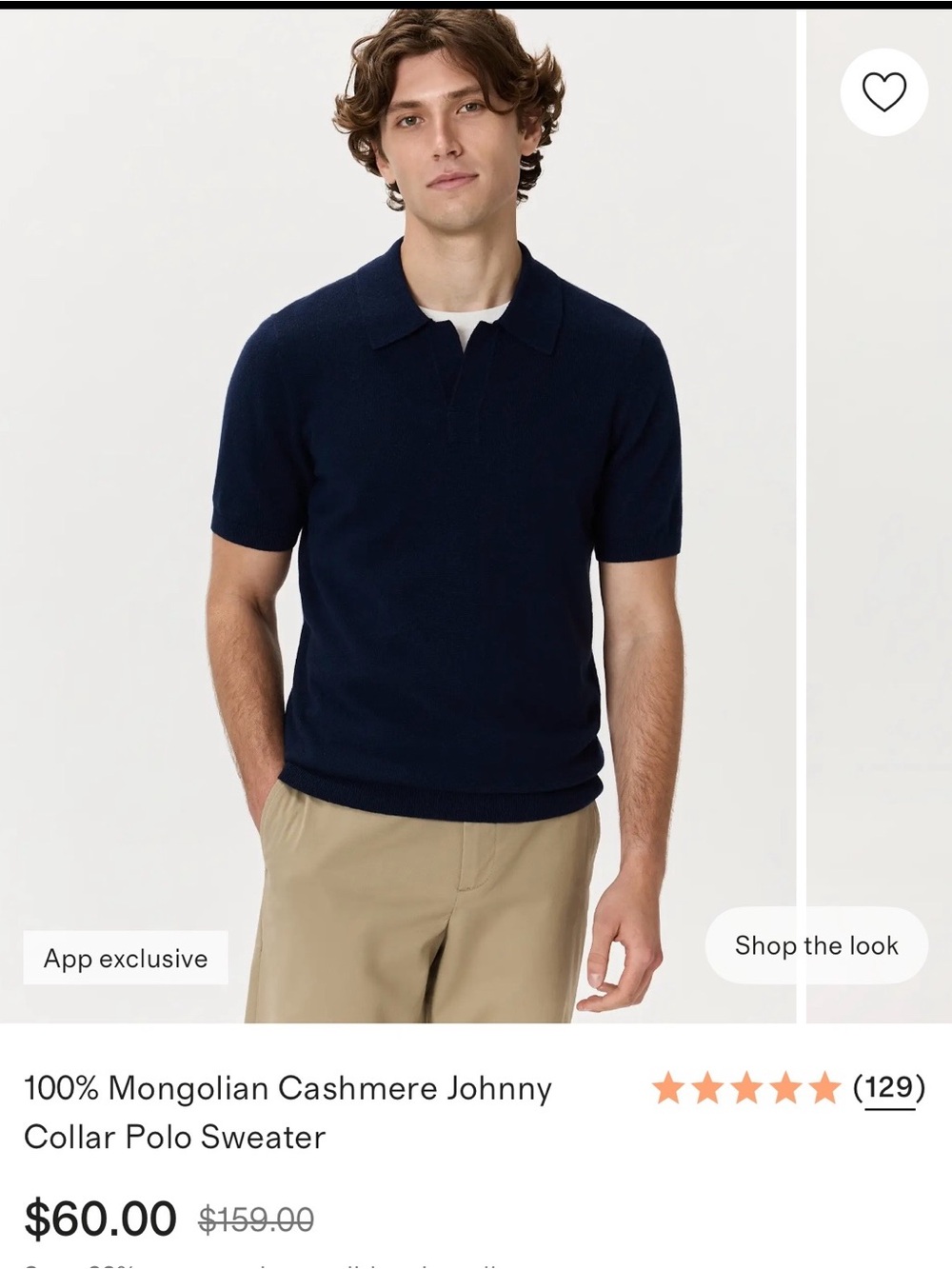 NWT Quince Johnny Style Cashmere Polo Sweater Size XL Navy
